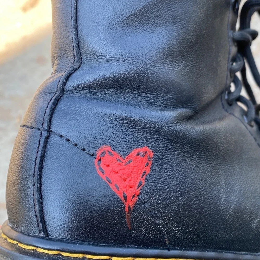 Dr. Martens 1460 combat boot lace up with side zip kids size 3 custom smiley 😊